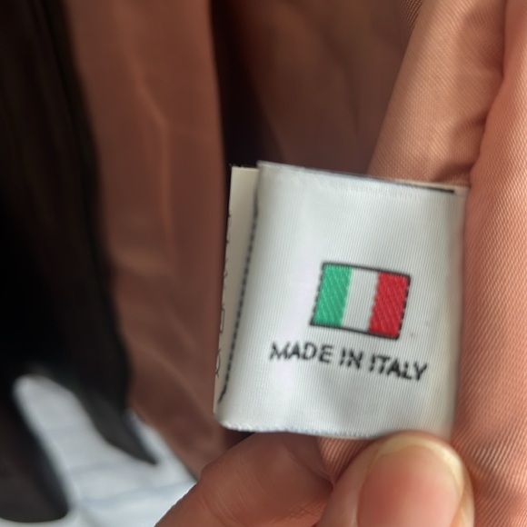 Italian Brown Leather Zip Up Jacket Made‎ by  CURGÈ Woman size 2XL EU 58 NWT W5 - Picture 6 of 8